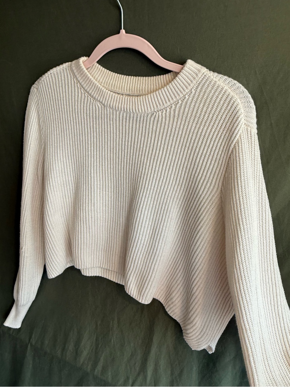 Cropped Ribbed Crewneck Sweater